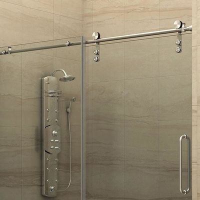 Quarto de chuveiro de vidro sem enquadramento Quarto de chuveiro de barracão de porta deslizante Kit de hardware com bandeja acrílica