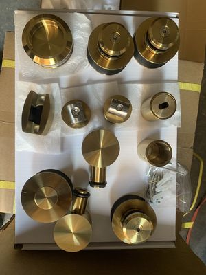 Acessório de porta deslizante de alta dureza e durabilidade para porta de vidro única em ouro polaco