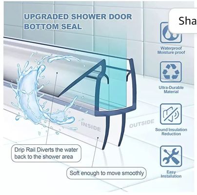 Função de elevação longa PVC plástico porta de chuveiro fundo de vedação tira para banheiros modernos