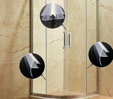 Transparente PVC resistente à água Faixas de vedação para porta de vidro de banheiro deslizante 6-12mm largura