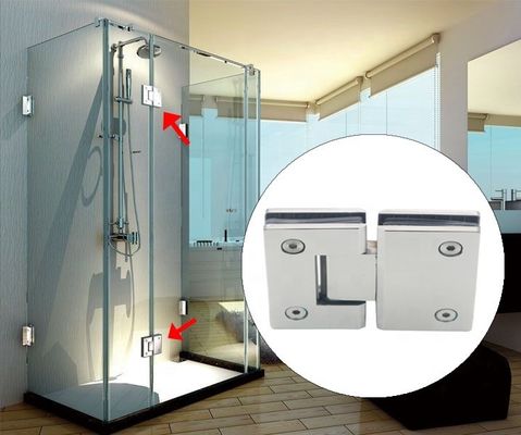 Moderno Design 304 aço inoxidável vidro a vidro dobradiça 180 graus porta de banheiro pinça