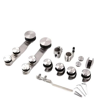 Alta dureza e durabilidade Kit de porta deslizante de vidro prateado/preto para banheiro para vidro de 6-12 mm