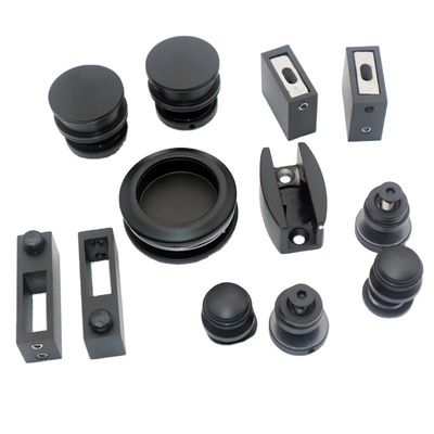 Kit de porta de chuveiro de forma redonda de forma de bandeja preta para 8-12 mm de vidro seguro