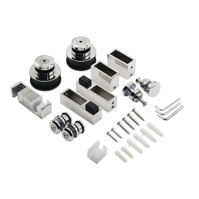 Rodinhos de aço inoxidável sem enquadramento Rodas suspensas Trilha de trilho deslizante Barn Chuveiro Kit de hardware de porta de vidro