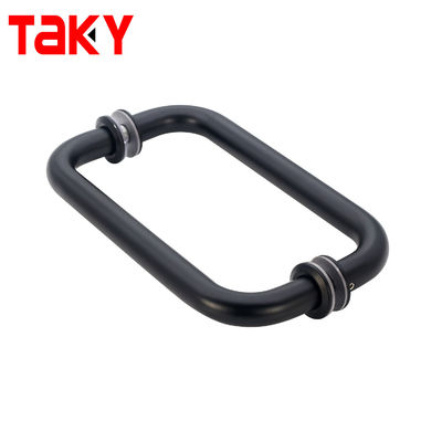 Matte preto satin redondo de aço inoxidável puxar alça de porta de vidro chuveiro