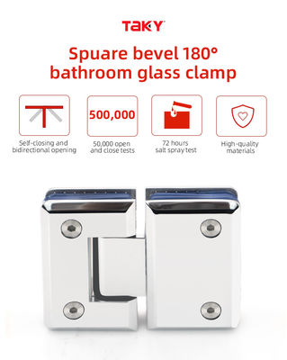 Moderno Design 304 aço inoxidável vidro a vidro dobradiça 180 graus porta de banheiro pinça