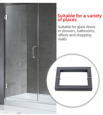 Porta de chuveiro de vidro quadrado preto fosco SS304