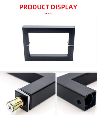 Porta de chuveiro de vidro quadrado preto fosco SS304