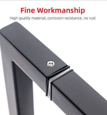 Porta de chuveiro de vidro quadrado preto fosco SS304