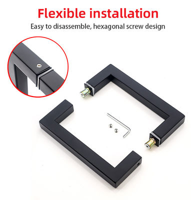 Porta de chuveiro de vidro quadrado preto fosco SS304