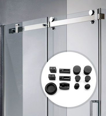 Sistema de porta de chuveiro de vidro com hardware de porta de celeiro de prata Design sofisticado