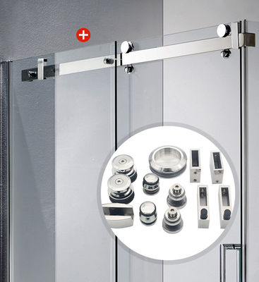 Kit de portas de banheiro de vidro sem enquadramento com chuveiro deslizante