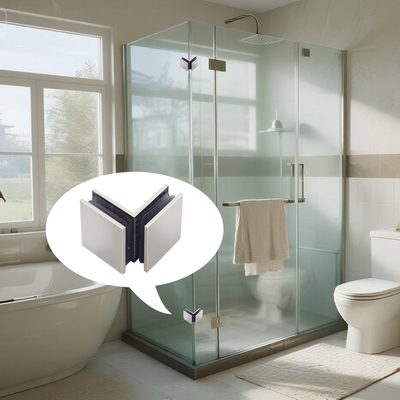 Braçadeira de canto de vidro sem moldura de 90 graus em aço inoxidável 304