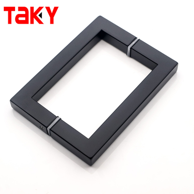 Puxador de porta de vidro com tubo quadrado preto fosco em aço inoxidável 304
