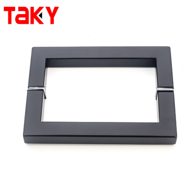 Puxador de porta de vidro com tubo quadrado preto fosco em aço inoxidável 304