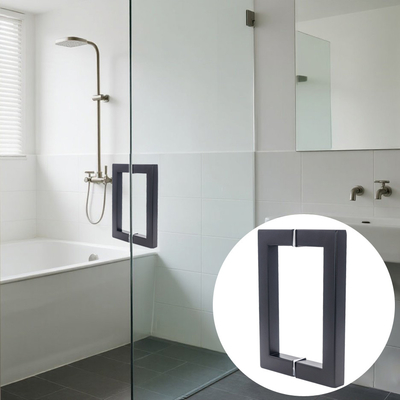 Puxador de porta de vidro com tubo quadrado preto fosco em aço inoxidável 304