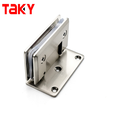 Dobradiça de porta de vidro de aço inoxidável para banheiro, com lixamento, 90 graus, parede a vidro