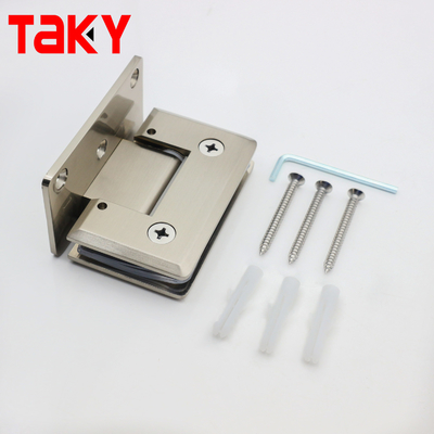 Dobradiça de porta de vidro de aço inoxidável para banheiro, com lixamento, 90 graus, parede a vidro