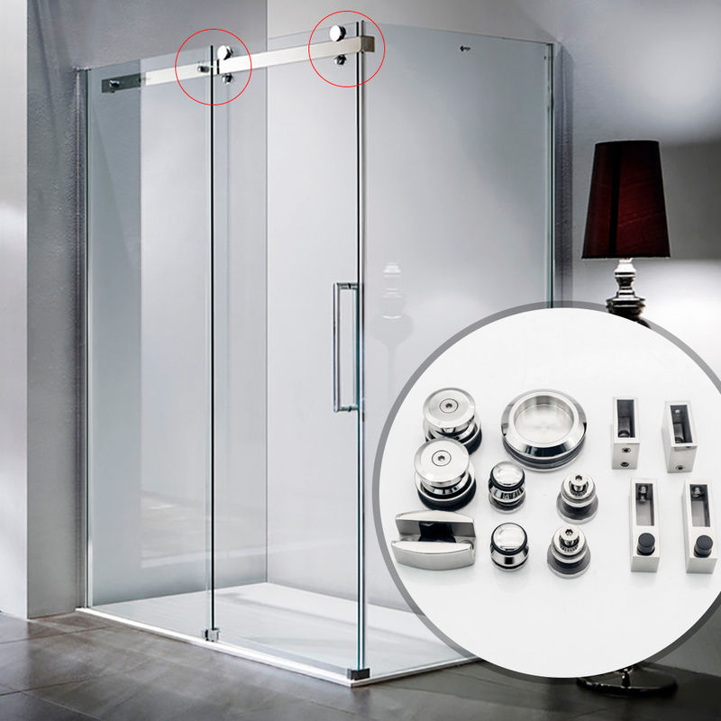 Rodízios de porta deslizante de vidro sem quadro, de carga de 60 kg, para acessórios de portas