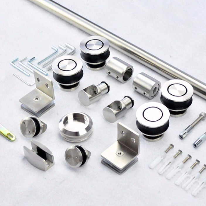 8-12mm porta de vidro sem enquadramento Espelho deslizante Kit de porta de celeiro para banheiro e armário de hotel