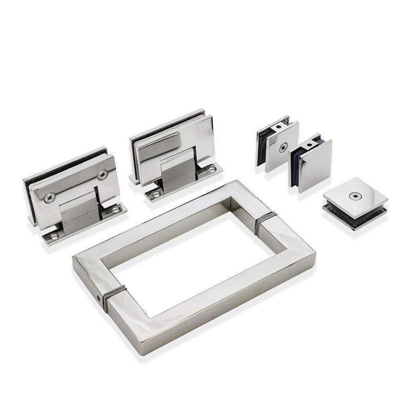 Kit de pinça de vidro de alça quadrada Ferradura de aço inoxidável resistente para porta de chuveiro sem quadro