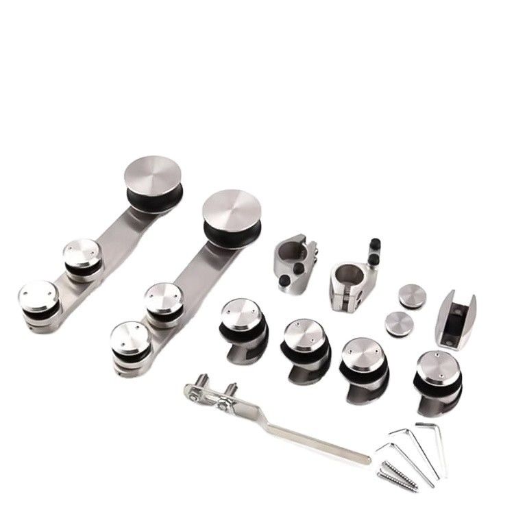 Alta dureza e durabilidade Kit de porta deslizante de vidro prateado/preto para banheiro para vidro de 6-12 mm