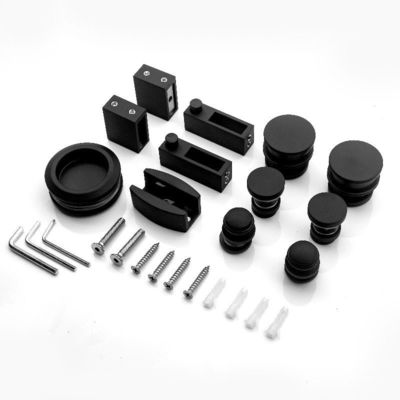 Bom preço Kit de chuveiro acessórios de hardware vidro aço inoxidável preto on-line