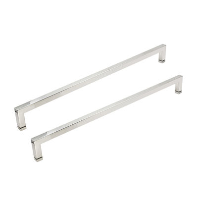 Maçaneta quadrada prateada de aço inoxidável para porta de chuveiro, barra de toalha, maçaneta de porta de vidro deslizante