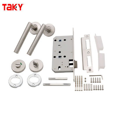 Bom preço Puxador para porta de vidro de chuveiro com acabamento em níquel acetinado com conjunto de fechadura tubular em aço inoxidável 304 e núcleo de fechadura C-Level on-line