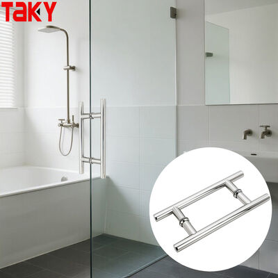 SS304 Stainless Steel Shower Glass Door Handle with 203*203*19*1.0mm Size and Polished/Brushed Nickel/Black Finish