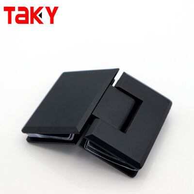 Bom preço Dobradiça de porta de vidro de aço inoxidável com hardware preto sem moldura para porta de chuveiro de 135 graus on-line