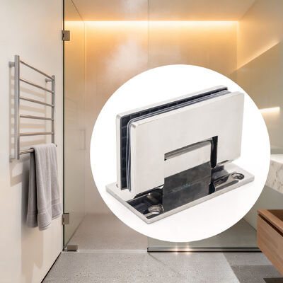 Ferradura de chuveiro de vidro de 90 graus de aço inoxidável para portas de vidro de 8-12 mm com acabamento polido