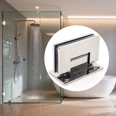 Bom preço Dobradiça de porta de vidro com tela pivô de canto quadrado de 90 graus montada na parede do chuveiro on-line