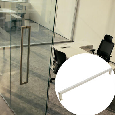 Bom preço Mão de porta de vidro moderno de aço inoxidável SS304 quadrado Matt de prata Mão de porta de chuveiro on-line