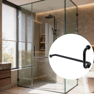 Bom preço Maçaneta da porta de vidro do chuveiro maçaneta redonda preta de aço inoxidável 304 de 12 polegadas on-line