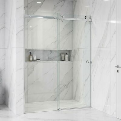 Acessórios para portas deslizantes de chuveiro sem moldura de aço inoxidável de fábrica Kit de porta deslizante de vidro